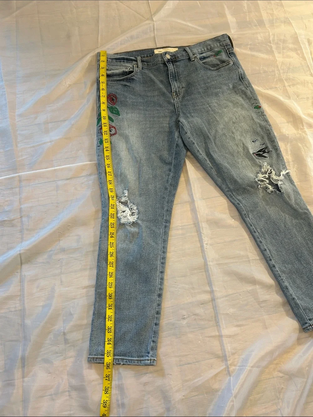 GAP Light Blue Boyfriend Jeans with Floral Patches